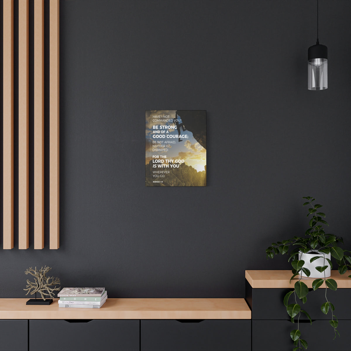 Scripture Canvas Be Strong Joshua 1:9 Mountain Christian Wall Art Bible Verse Print Ready to Hang