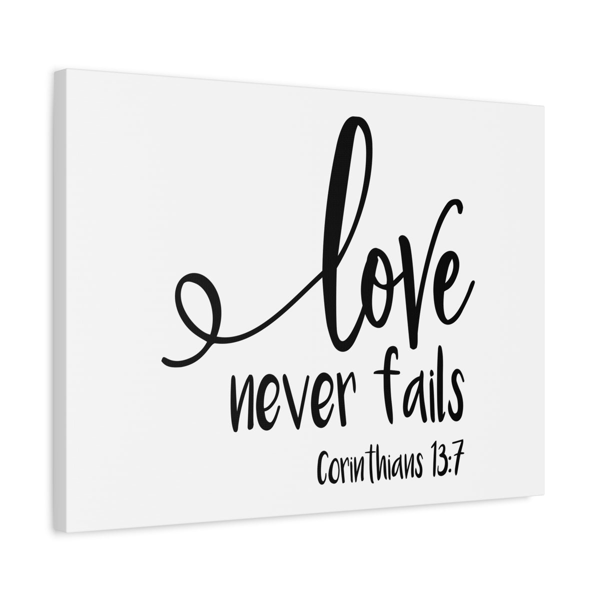 Scripture Canvas Love Never Fails Corinthians 13:7 Christian Wall Art Bible Verse Print Ready to Hang