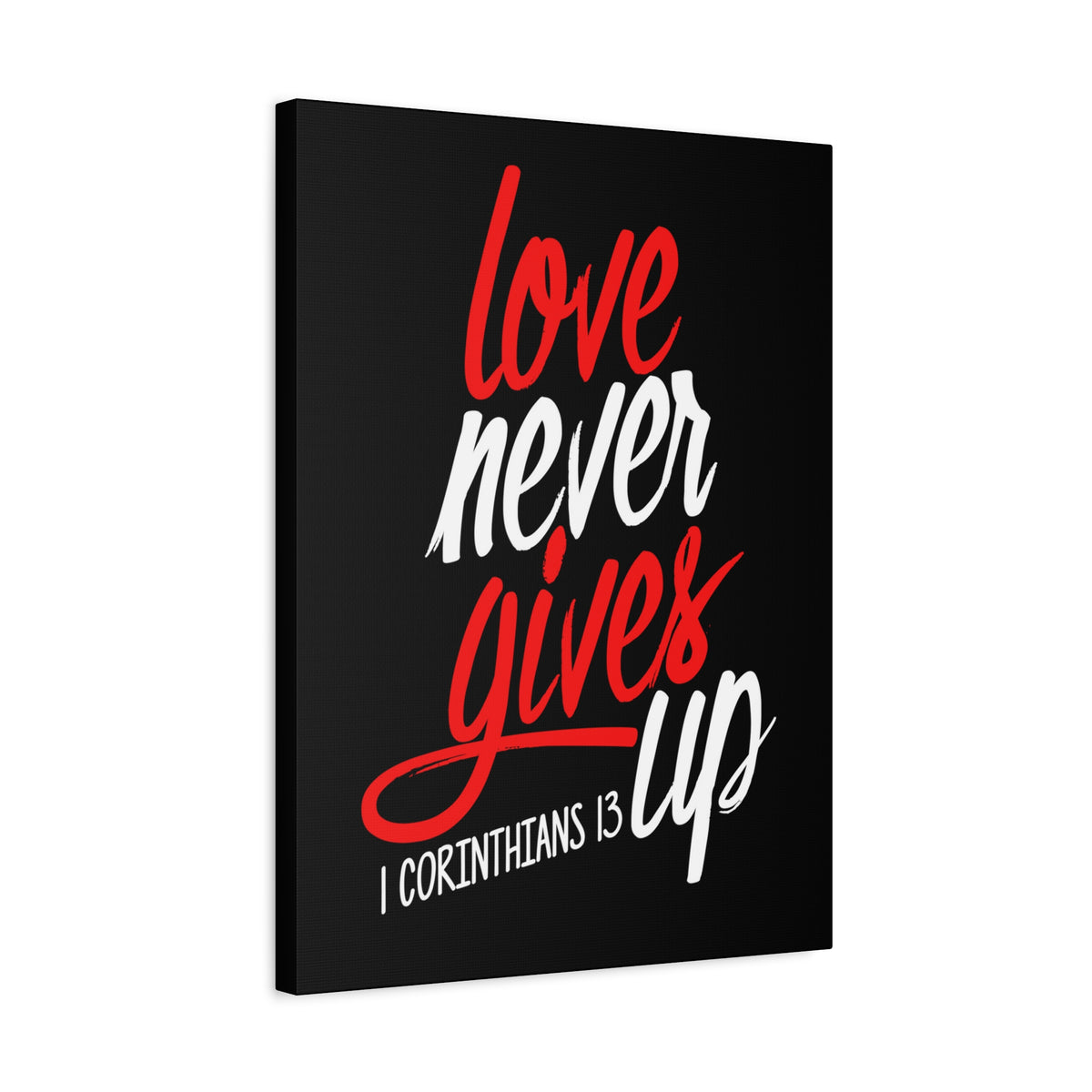 Scripture Canvas Love Never Gives Up 1 Corinthians 13 Christian Wall Art Bible Verse Print Ready to Hang