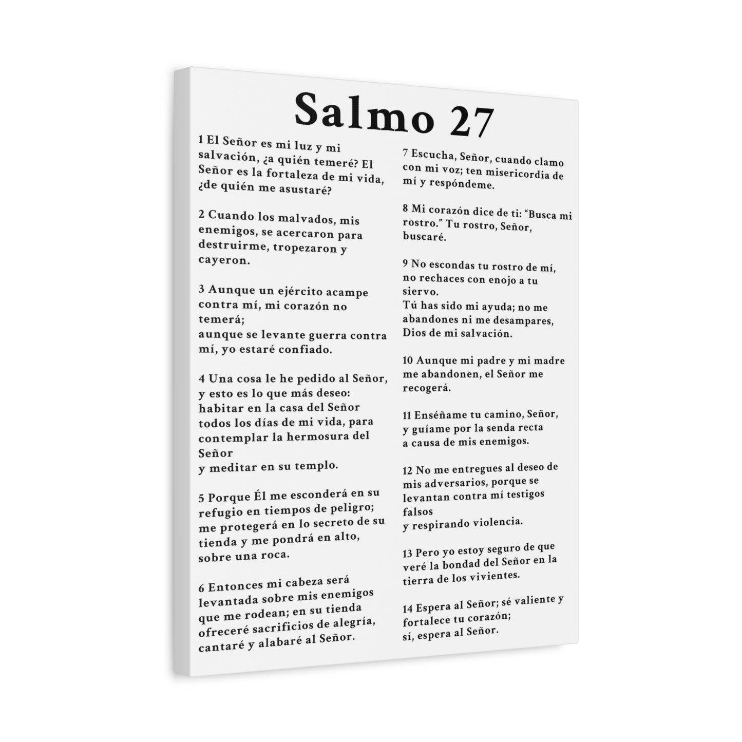 Scripture Walls Salmo 27 Chapter White Bible Canvas Christian Wall Art Ready to Hang Unframed