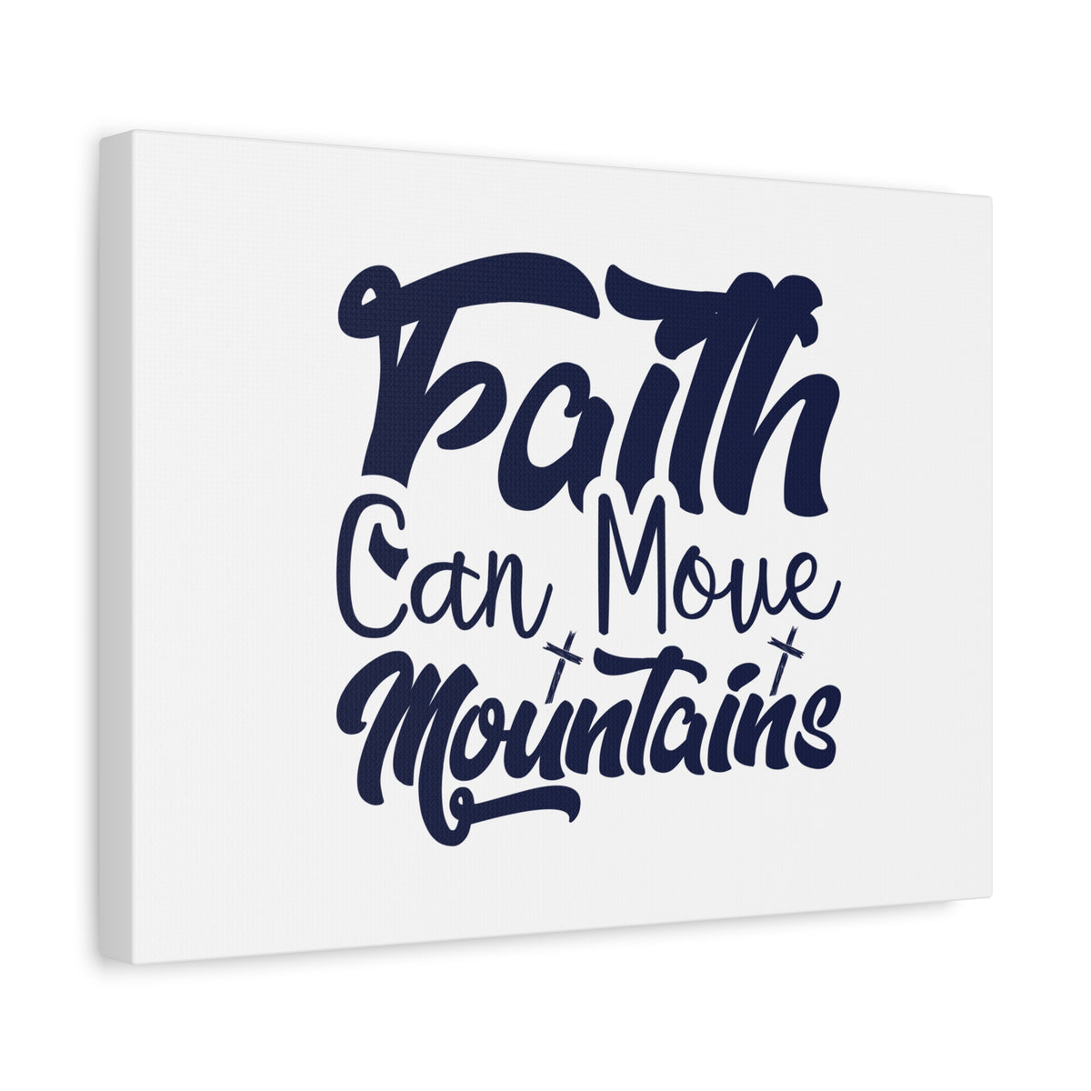 Scripture Canvas Faith Can Move Mountains Matthew 21:21 Blue Letters Christian Wall Art Bible Verse Print Ready to Hang