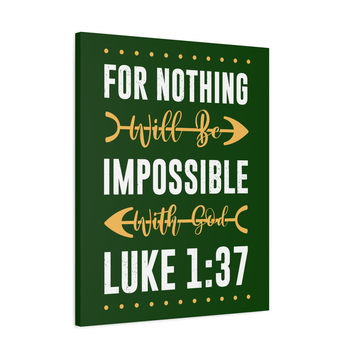 Scripture Canvas Nothing Impossible Luke 1:37 Christian Wall Art Bible Verse Print Ready to Hang