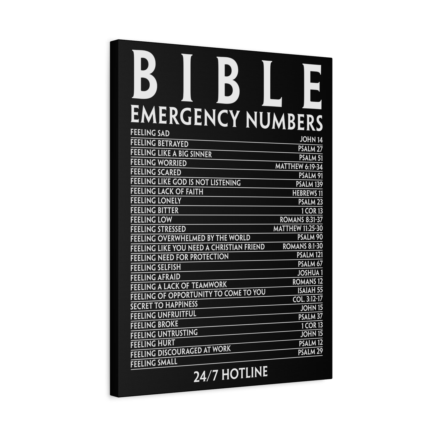 Scripture Walls Bible Emergency Hotline Numbers Bible Verse Canvas Christian Wall Art Ready to Hang Unframed