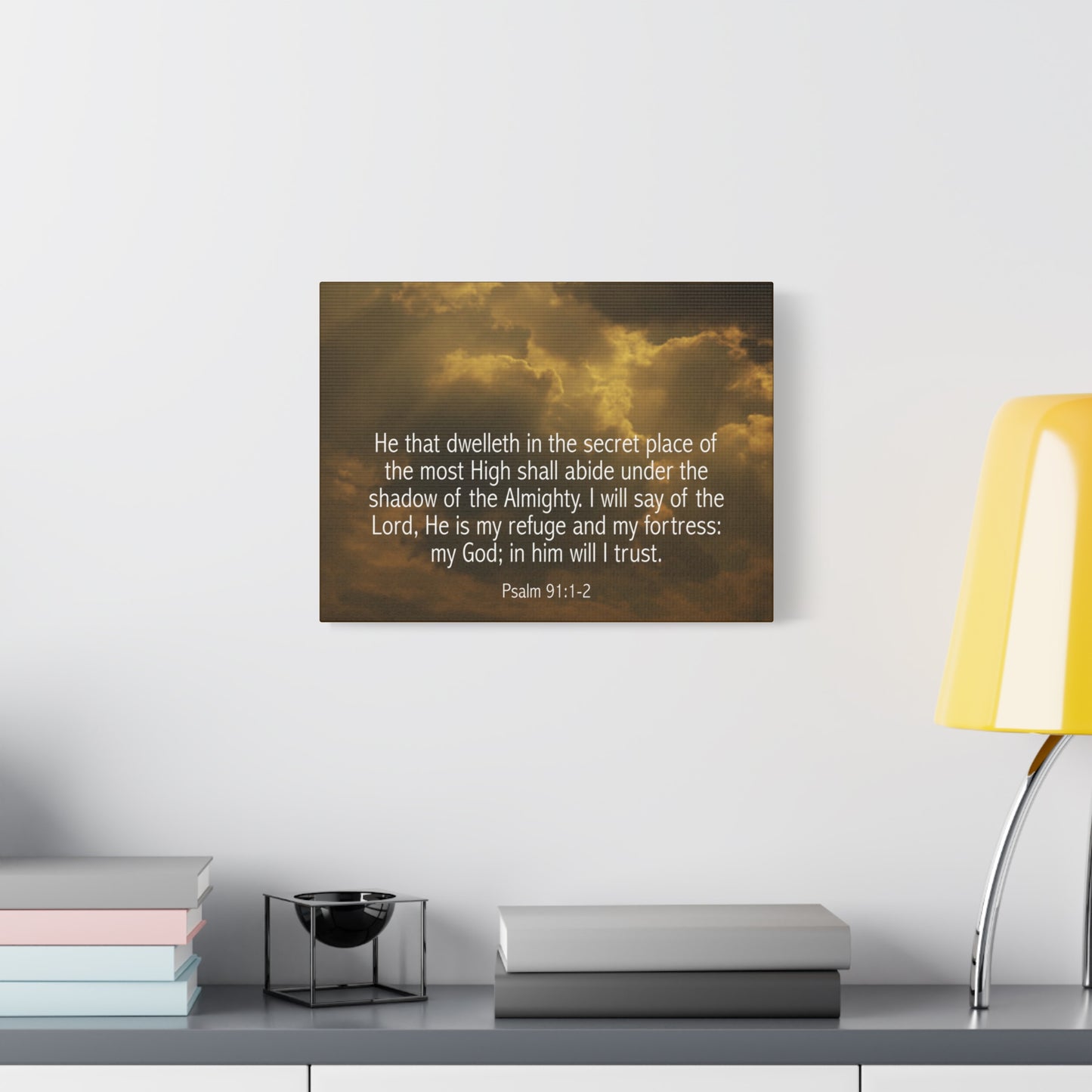 Bible Verse Canvas Secret Place Psalm 91:1-2 Christian Home Décor Wall Art Scripture Ready to Hang Faith Print