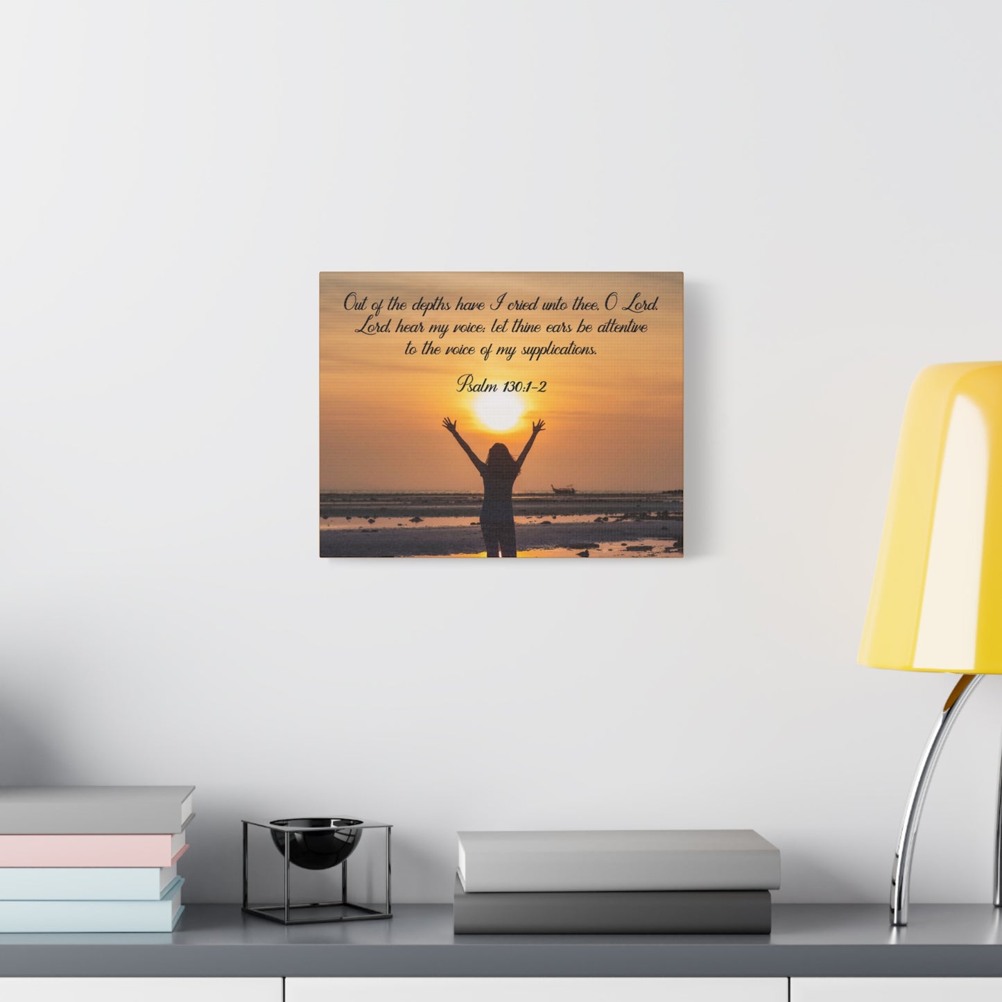 Bible Verse Canvas Out of The Depths Psalm 130:1-2 Christian Home Décor Wall Art Scripture Ready to Hang Faith Print