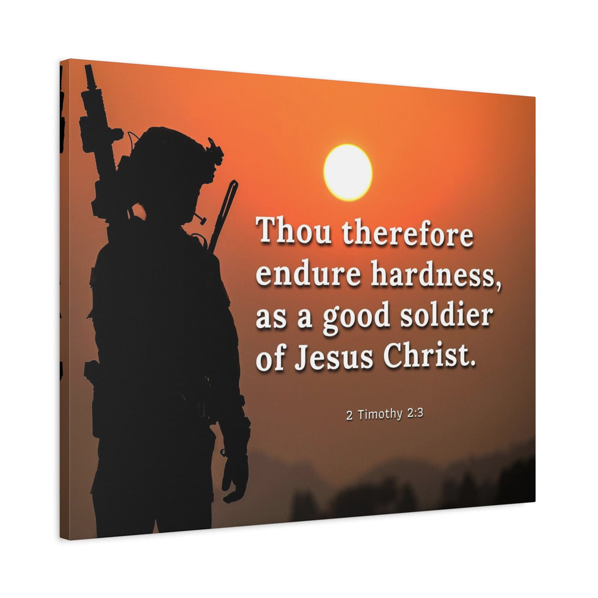Scripture Canvas Endure Hardness 2 Timothy 2:3 Christian Wall Art Bible Verse Print Ready to Hang