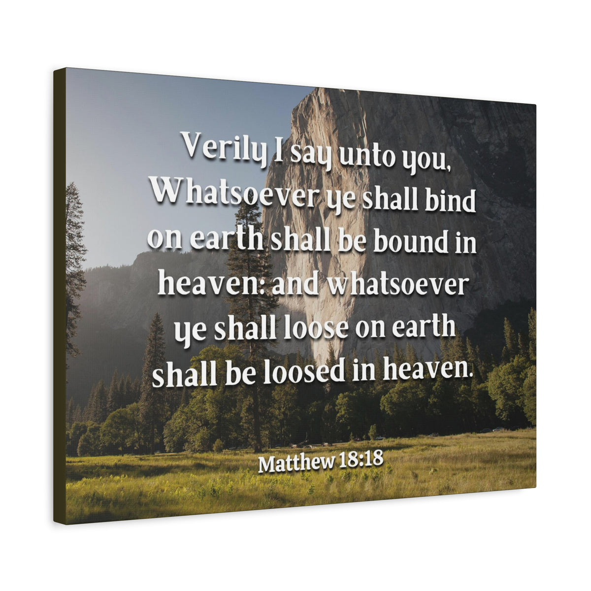Scripture Canvas Bound In Heaven Matthew 18:18 Christian Wall Art Bible Verse Print Ready to Hang