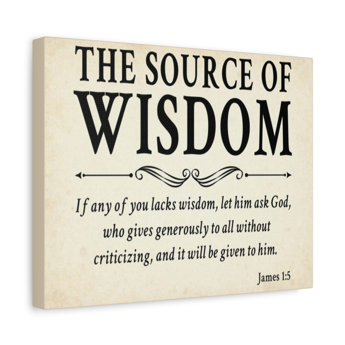 Scripture Walls James 1:5 The Source of Wisdom White Bible Verse Canvas Christian Wall Art Ready to Hang Unframed