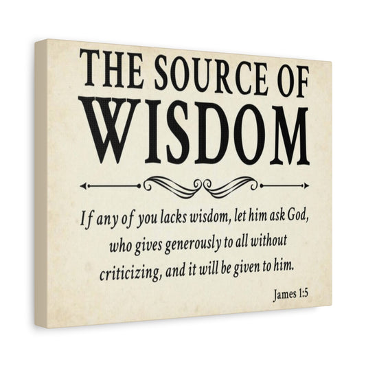 Scripture Walls James 1:5 The Source of Wisdom White Bible Verse Canvas Christian Wall Art Ready to Hang Unframed