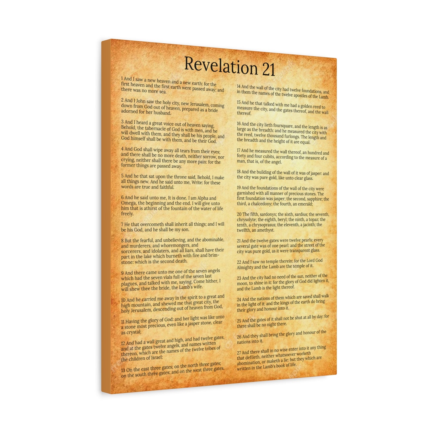 Scripture Walls New Heaven and New Earth Revelation 21 Gold Chapter Christian Wall Art Print Ready to Hang Unframed