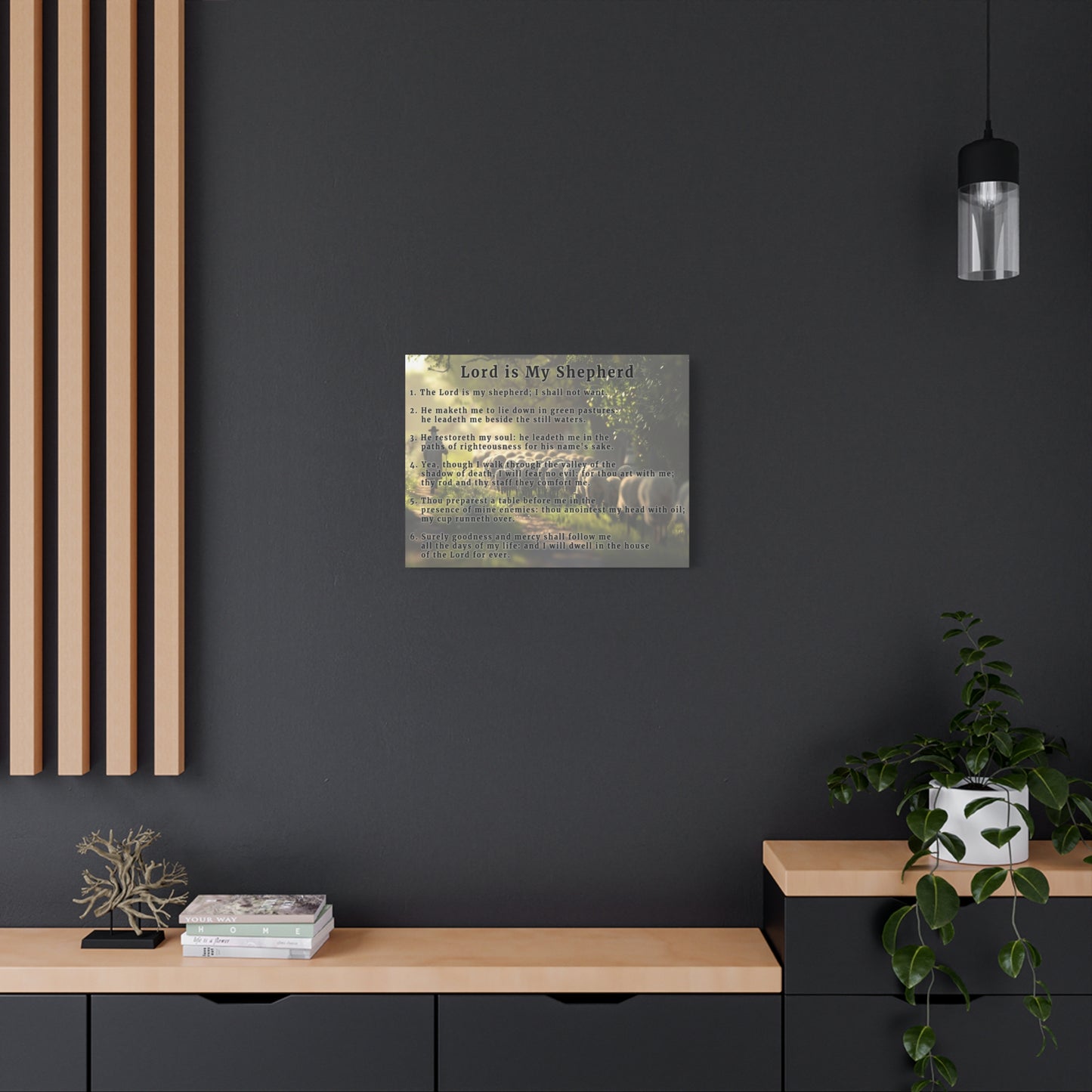 Scripture Walls Lord is My Shepherd Psalm 23 Green Bible Verse Canvas Christian Wall Art Ready to Hang Unframed