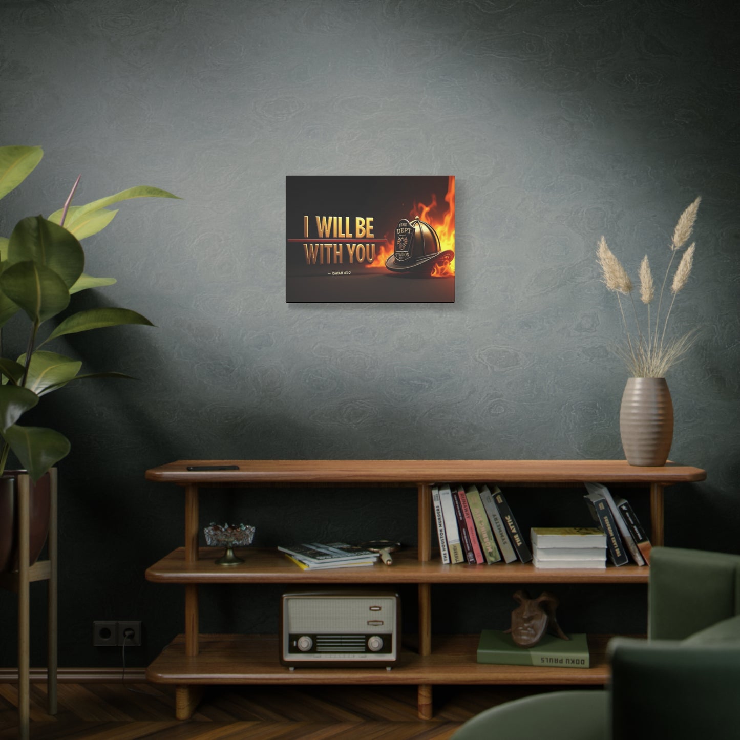 Scripture Walls Isaiah 43:2 Firefighter I Will Be With You Bible Verse Canvas Christian Wall Art Ready to Hang Unframed
