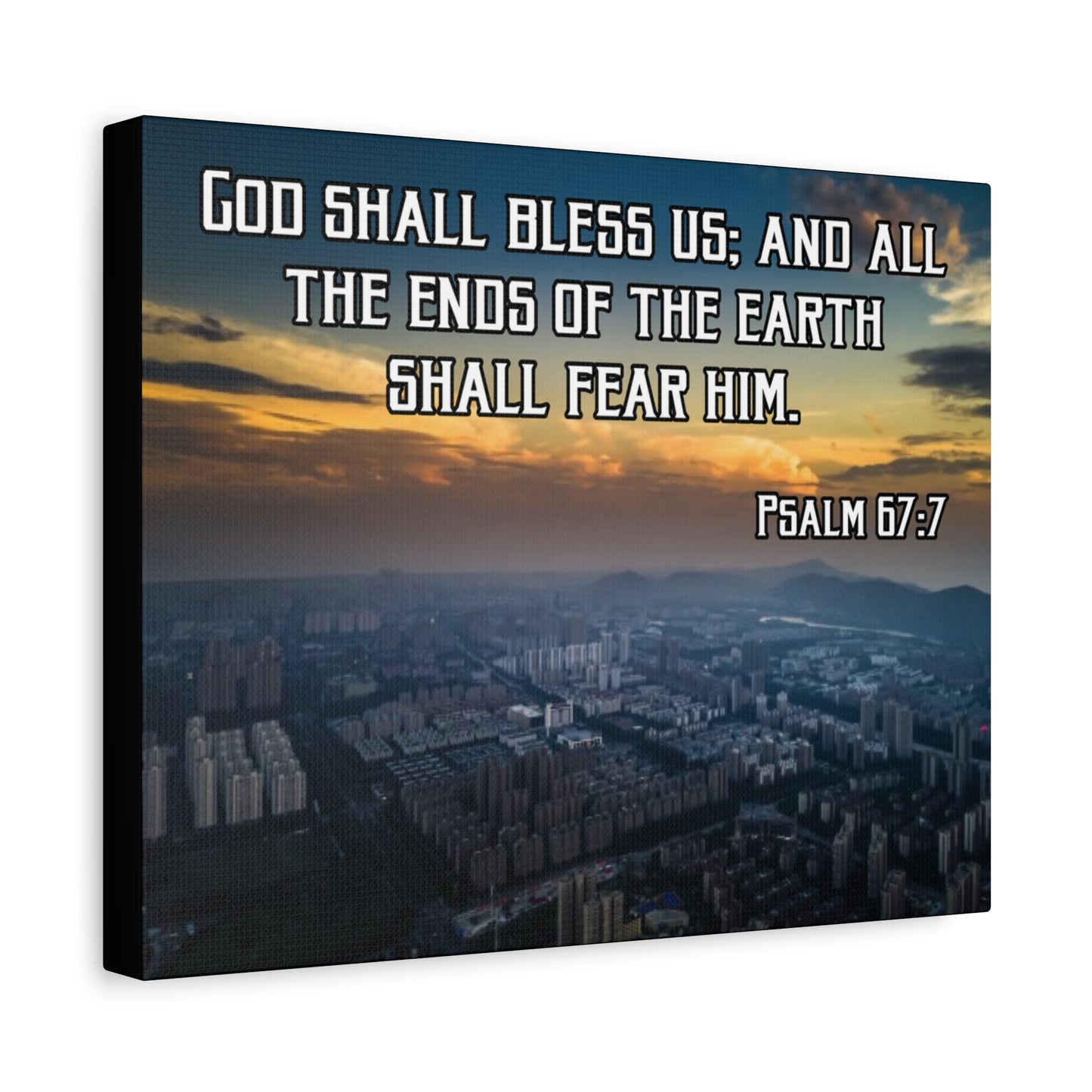 Bible Verse Canvas God Shall Bless Us Psalm 67:7 Christian Home Décor Wall Art Scripture Ready to Hang Faith Print
