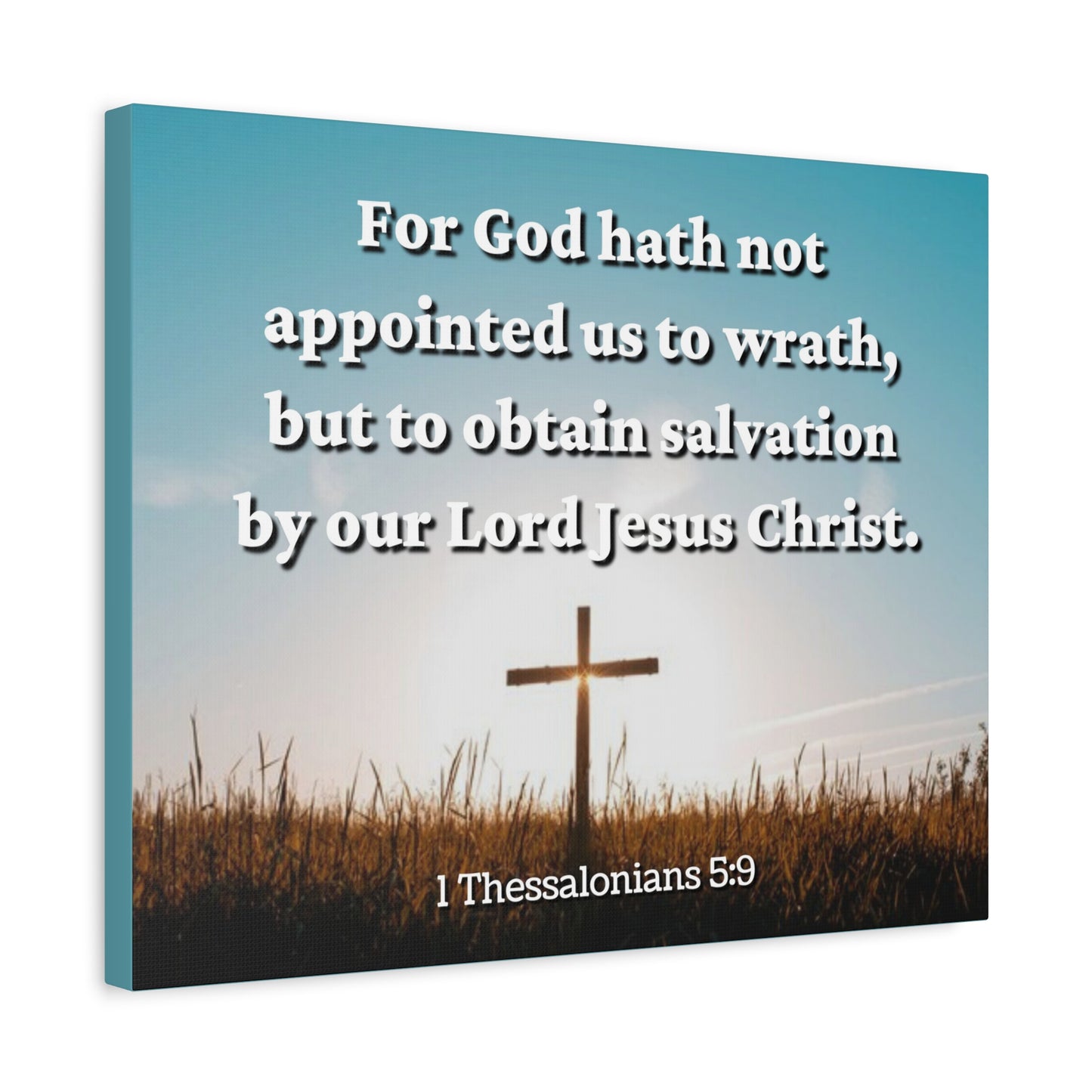 Scripture Canvas To Obtain Salvation 1 Thessalonians 5:9 Christian Wall Art Bible Verse Print Ready to Hang
