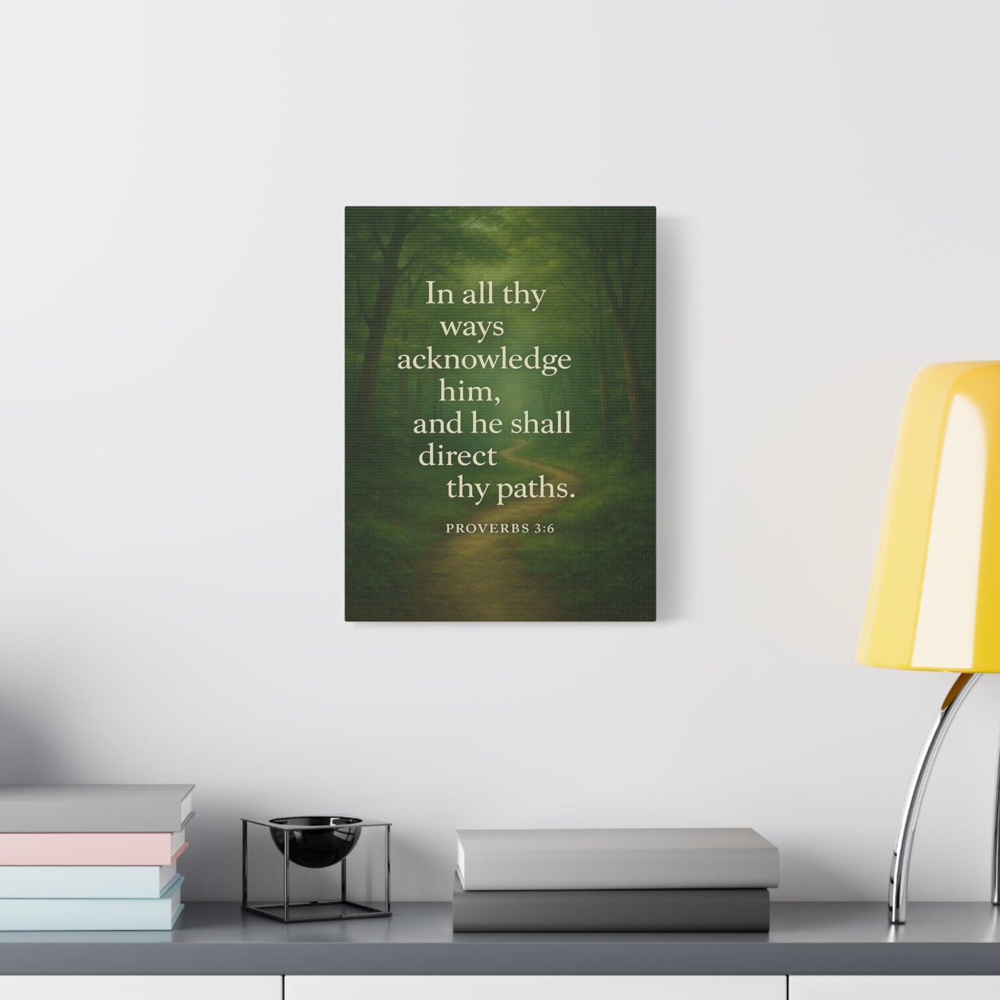 Bible Verse Canvas Proverbs 3:6 Christian Home Décor Wall Art Scripture Ready to Hang Faith Print