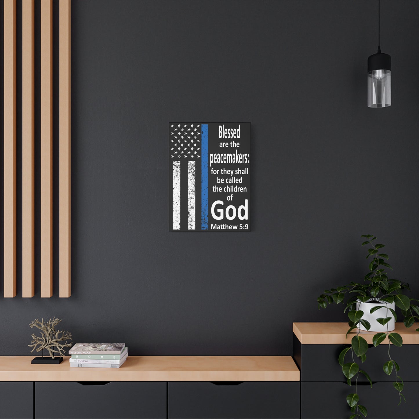 Scripture Walls Matthew 5:9 Police Officer Sign Bible Canvas Christian Wall Art Ready to Hang Unframed