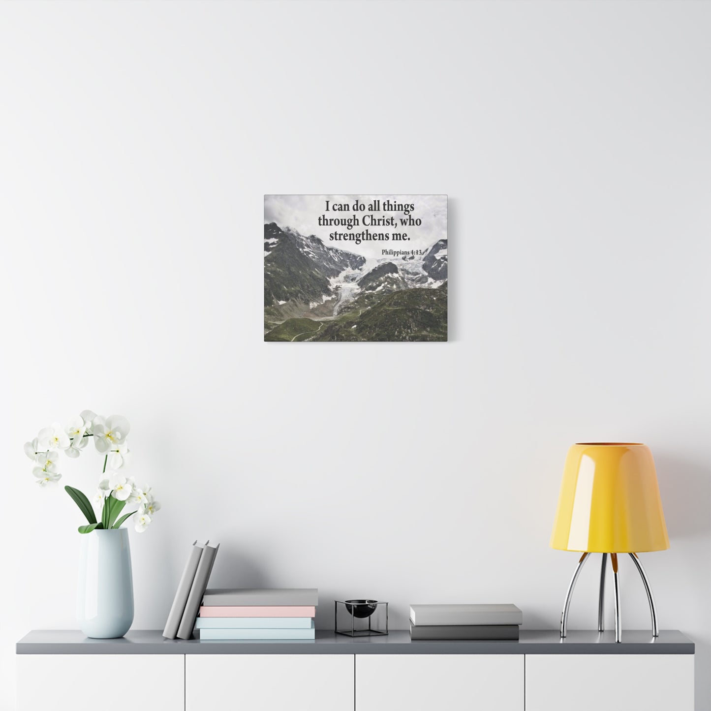 Scripture Canvas Christ Strenthens Me Philippians 4:13 Christian Wall Art Bible Verse Print Ready to Hang