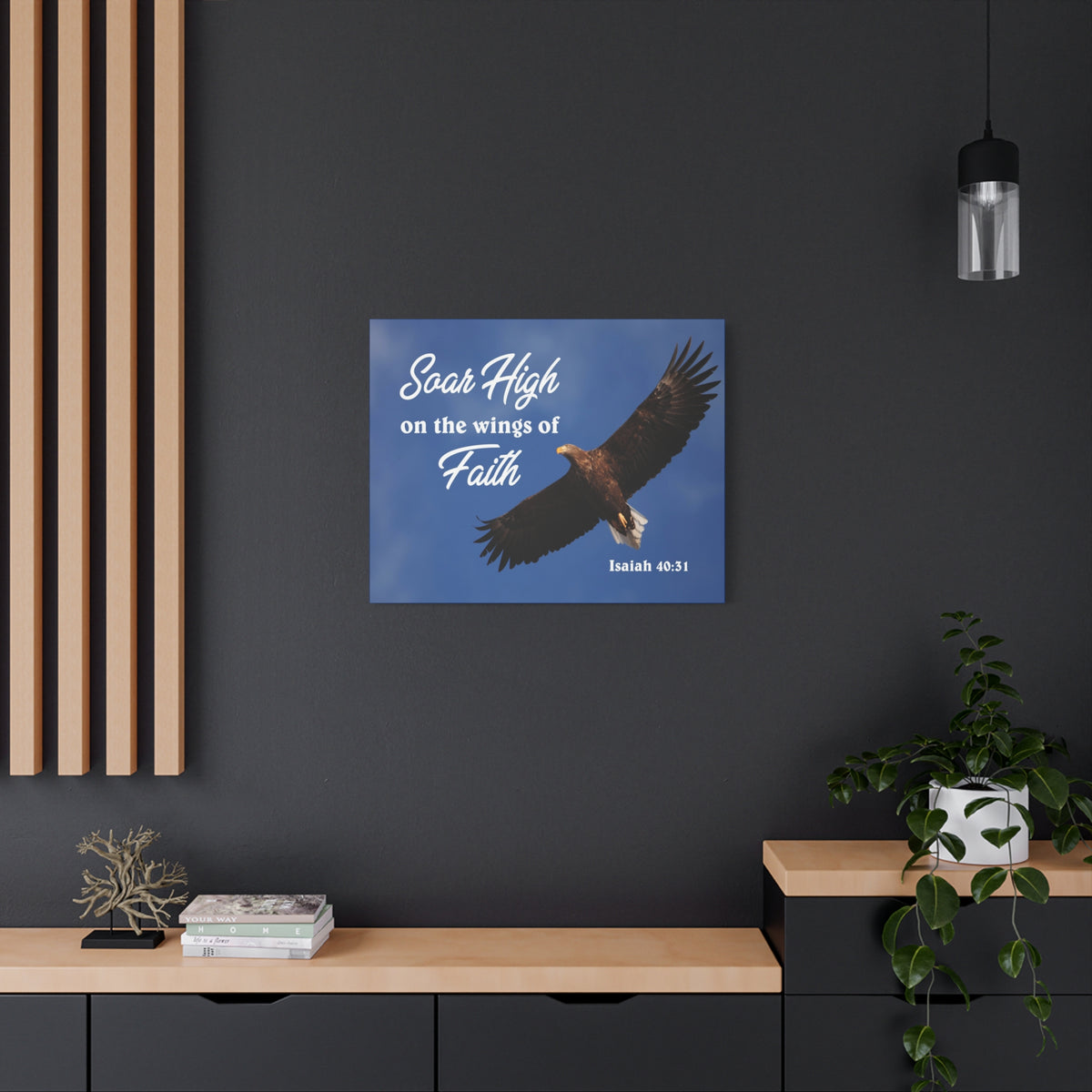 Scripture Canvas Soar High Isaiah 40:31 Christian Wall Art Bible Verse Print Ready to Hang