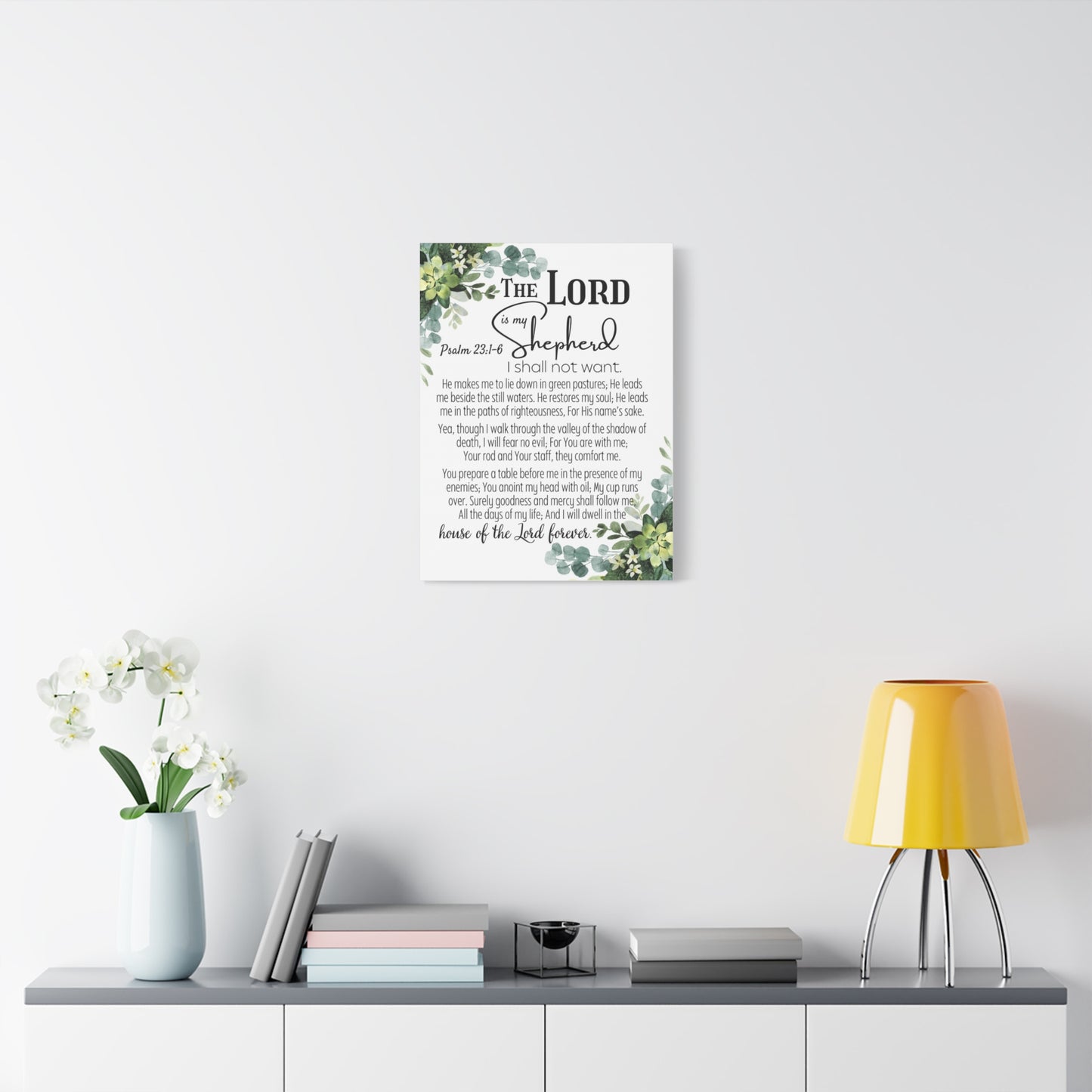 Scripture Walls Psalm 23:1-6 I Shall Not Want Bible Verse Canvas Christian Wall Art Ready to Hang Unframed