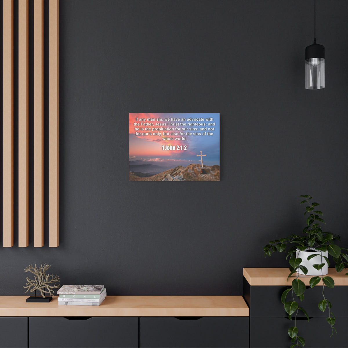Scripture Canvas Jesus Christ The Righteous 1 John 2:1-2 Christian Wall Art Bible Verse Print Ready to Hang