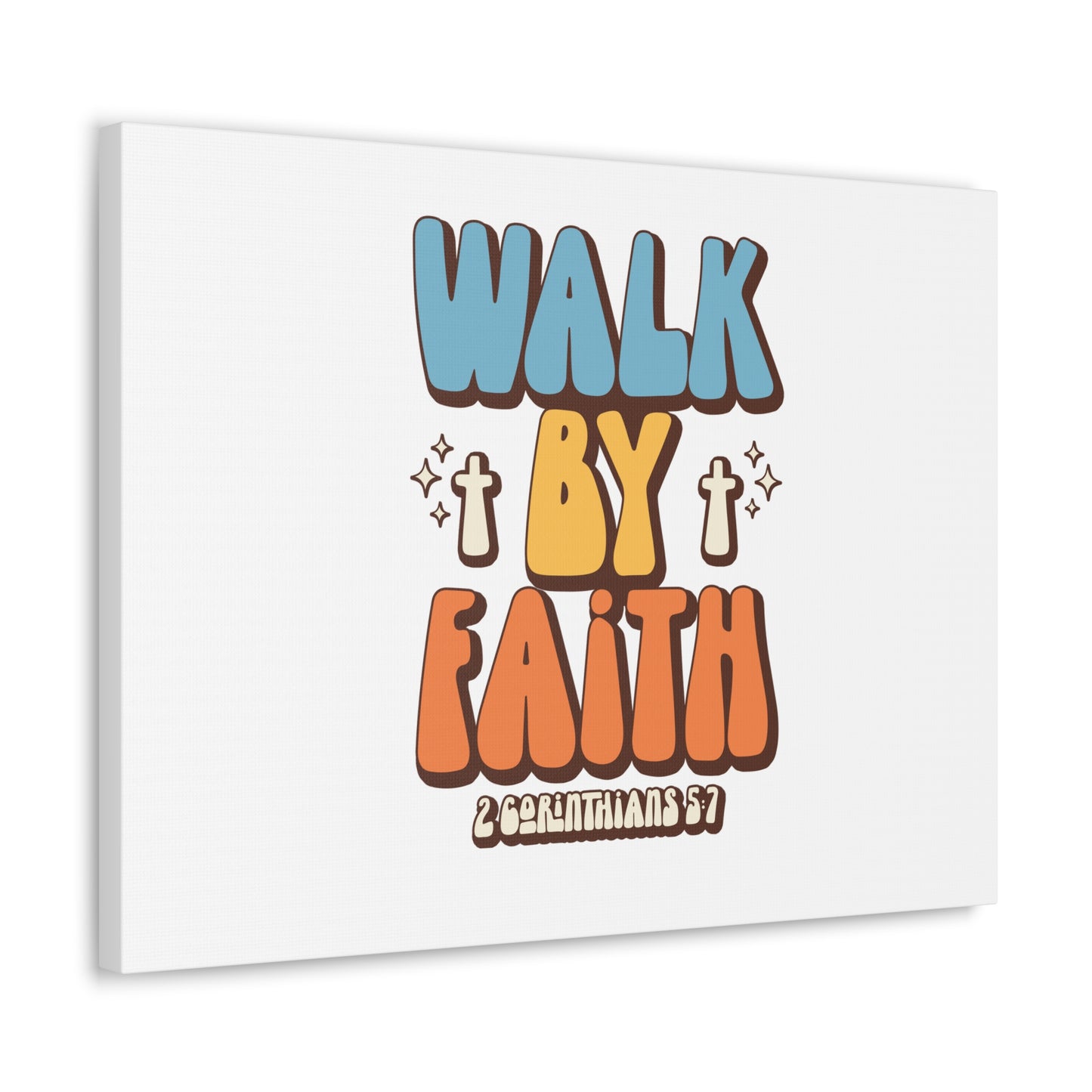 Walk By Faith White 2 Corinthians 5:7 Bible Verse Canvas Christian Wall Art Ready to Hang