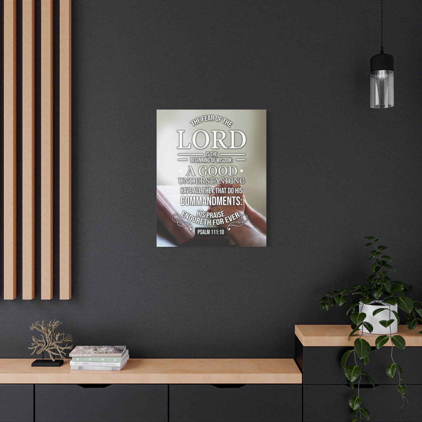 Scripture Canvas The Fear of The Lord Psalm 111:10 Christian Wall Art Bible Verse Print Ready to Hang