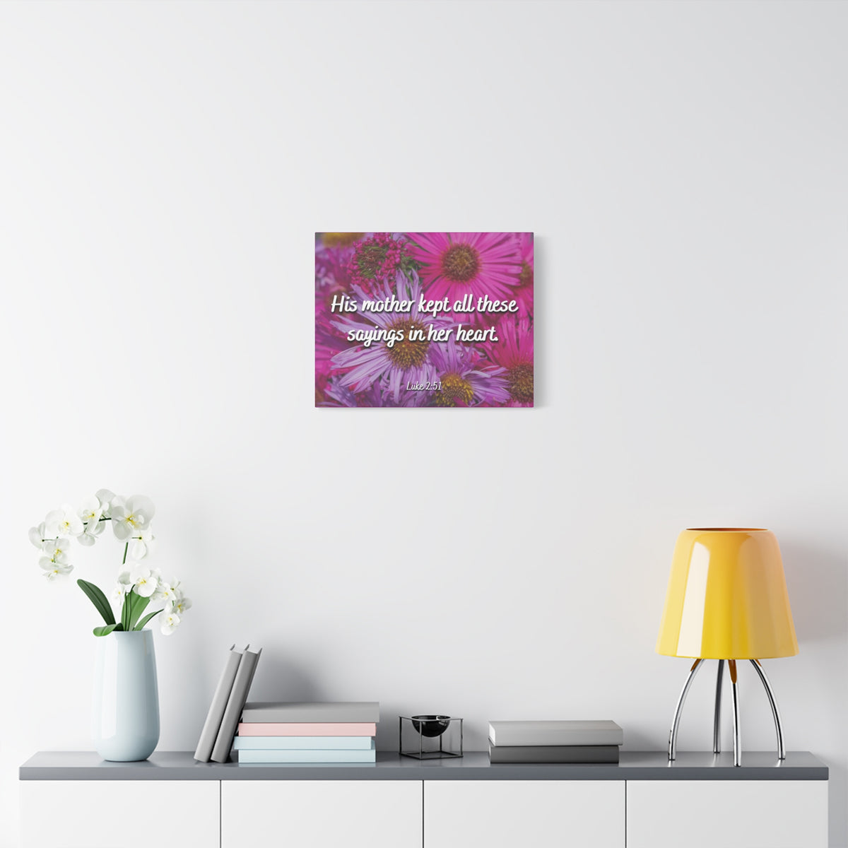 Scripture Canvas Sayings In Her Heart Luke 2:51 Christian Wall Art Bible Verse Print Ready to Hang