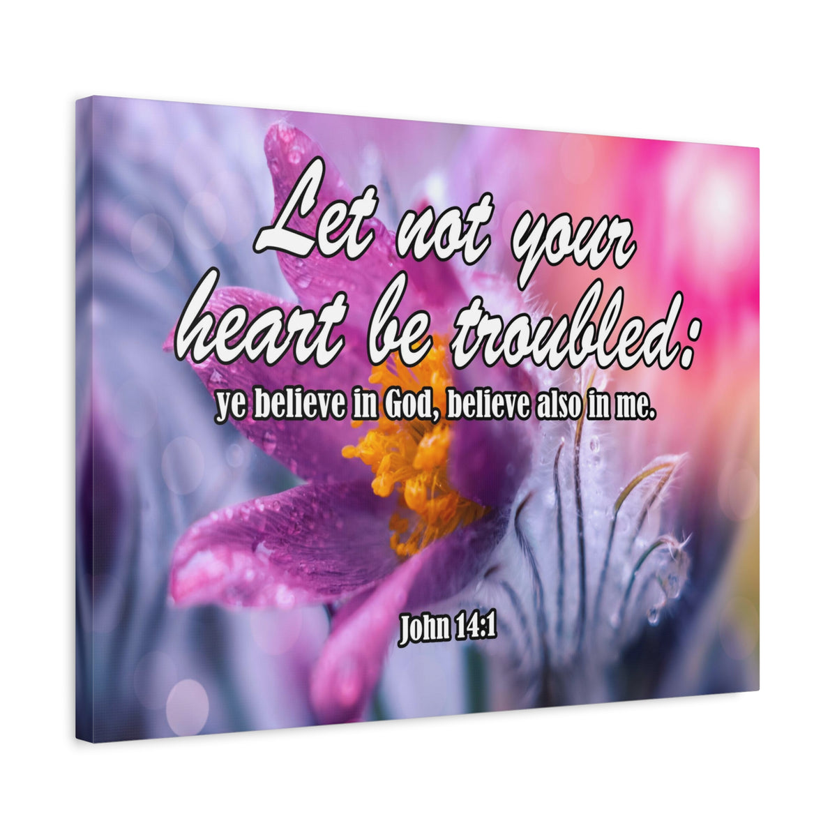 Scripture Canvas Believe in God John 14:1 Christian Wall Art Bible Verse Print Ready to Hang