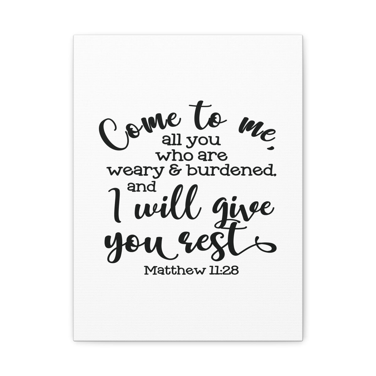 Scripture Canvas Give You Rest Matthew 11:28 Christian Wall Art Bible Verse Print Ready to Hang