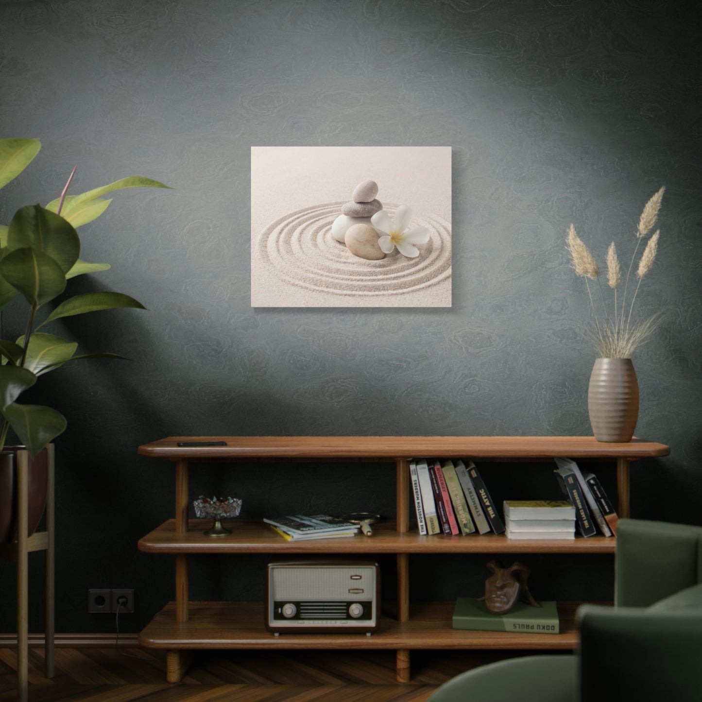 Stacked Zen Stones Forest Floral Nature Photography Canvas Wall Art for Home Decor Ready-to-Hang