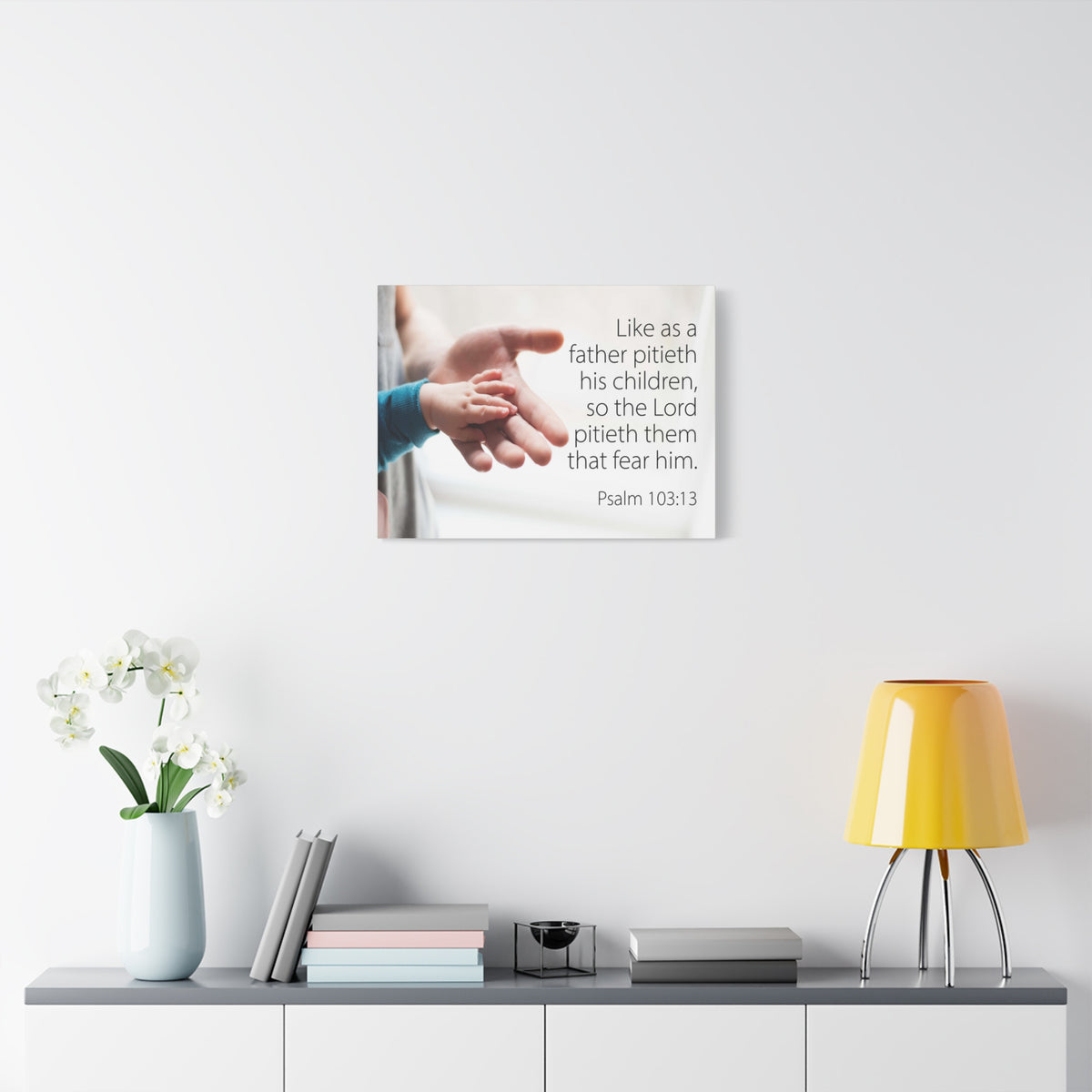 Scripture Canvas Like as a Father Psalm 103:13 Christian Wall Art Bible Verse Print Ready to Hang