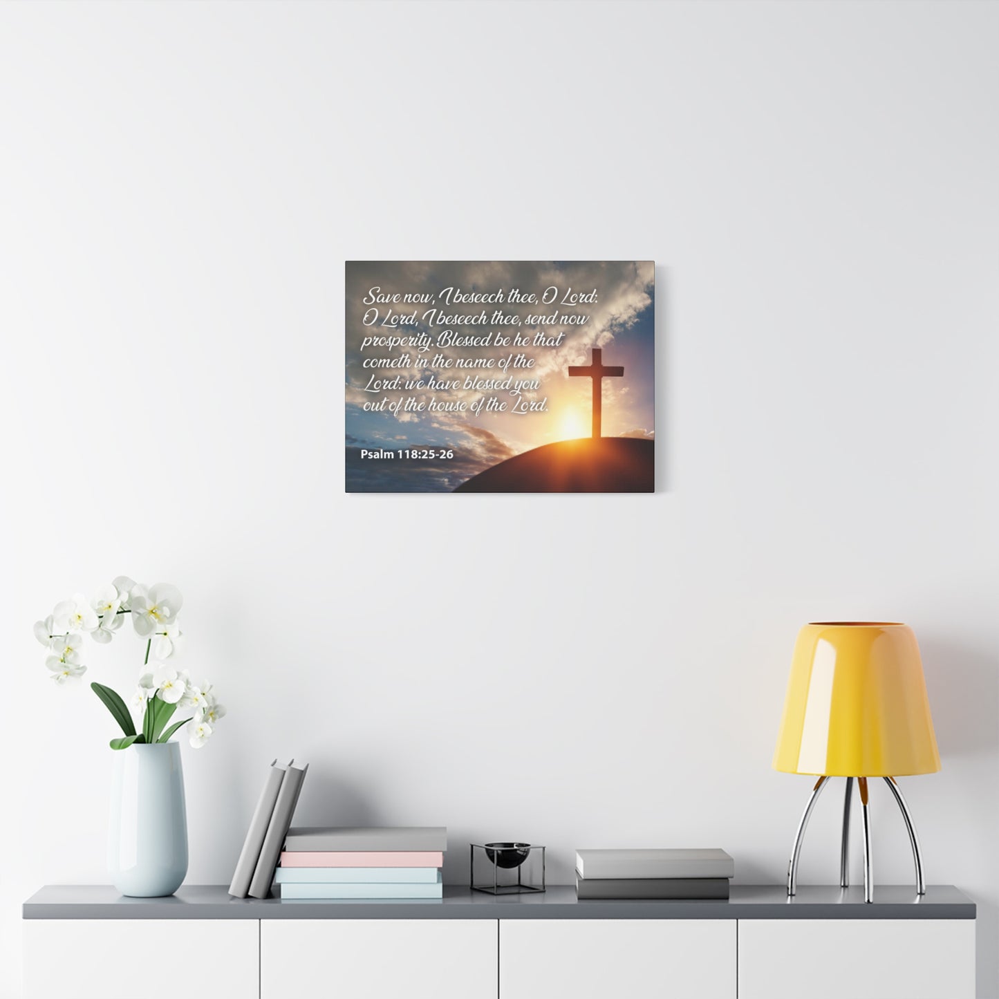 Bible Verse Canvas The House of The Lord Psalm 118:25-26 Christian Home Decor Scripture Art