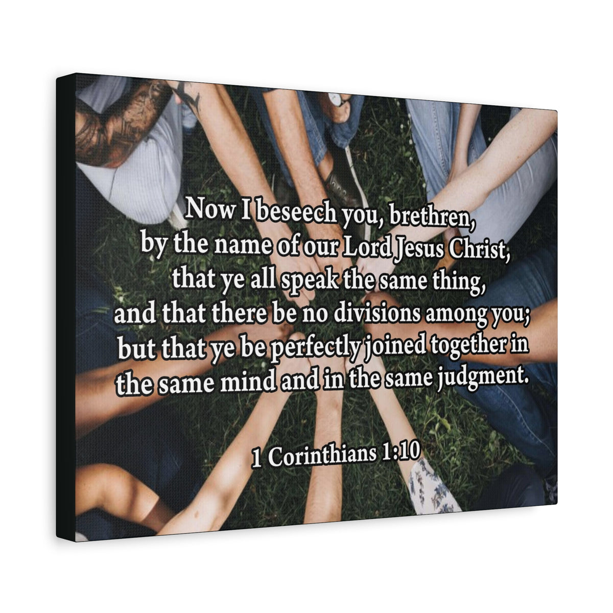 Scripture Canvas Now I Beseech You 1 Corinthians 1:10 Christian Wall Art Bible Verse Print Ready to Hang