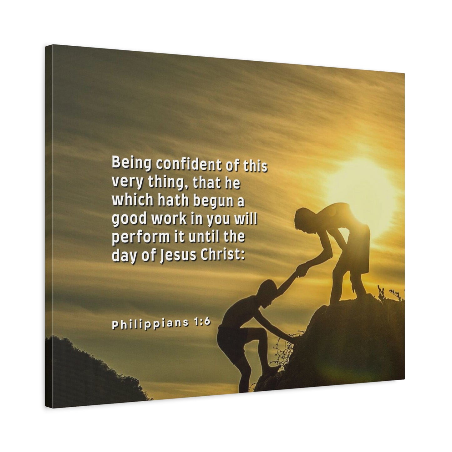 Scripture Canvas Being Confident Philippians 1:6 Christian Wall Art Bible Verse Print Ready to Hang