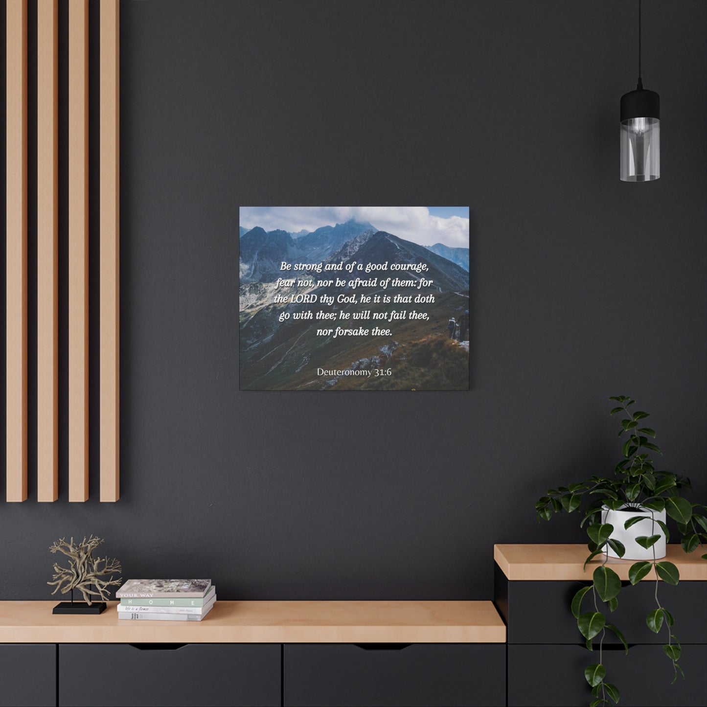Scripture Canvas Good Courage Deuteronomy 31:6 Christian Wall Art Bible Verse Print Ready to Hang