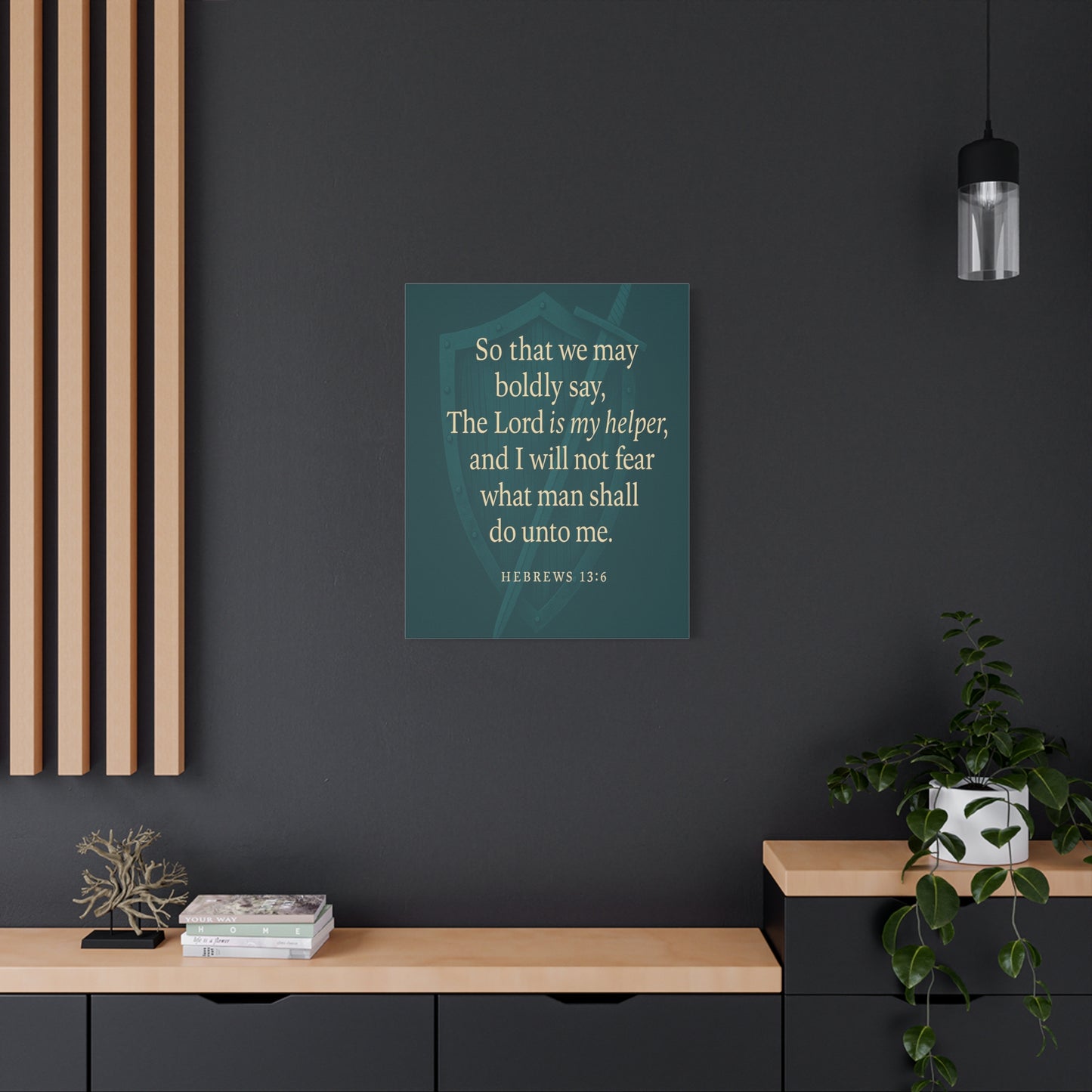 Bible Verse Canvas Hebrews 13:6 Christian Home Décor Wall Art Scripture Ready to Hang Faith Print