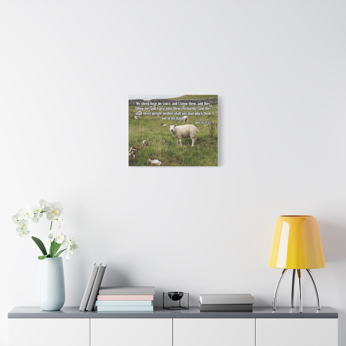 Scripture Canvas Hear My Voice John 10:27-28 Christian Wall Art Bible Verse Print Ready to Hang
