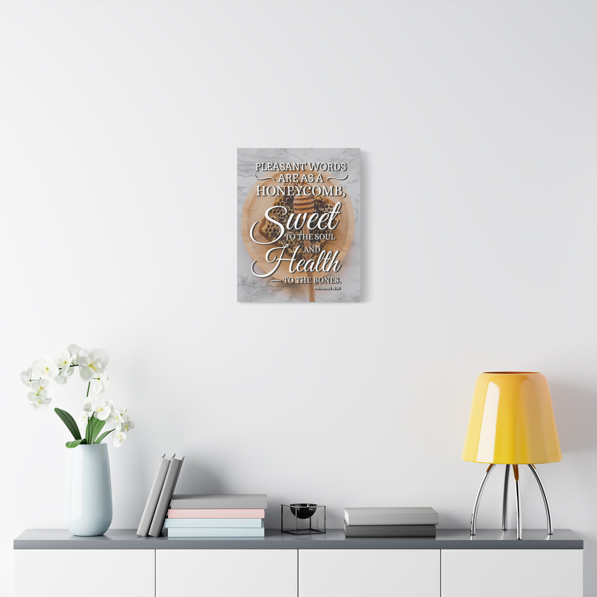 Scripture Canvas Pleasant Words Proverbs 16:24 Christian Wall Art Bible Verse Print Ready to Hang
