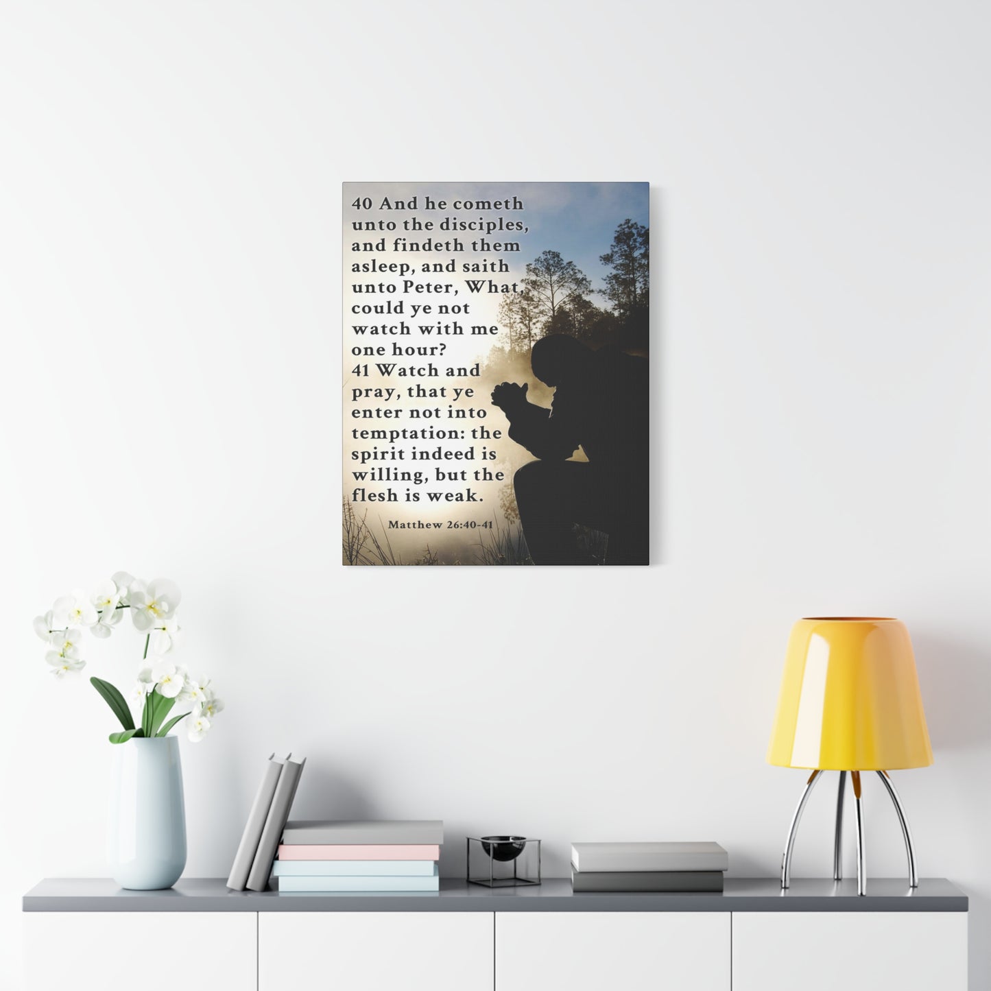 Matthew 26:40-41 Watch and Pray Bible Verse Canvas – Christian Wall Art, Ready to Hang