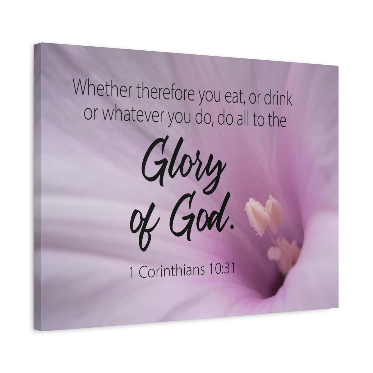 Scripture Canvas Glory of Gods 1 Corinthians 10:31 Christian Wall Art Bible Verse Print Ready to Hang