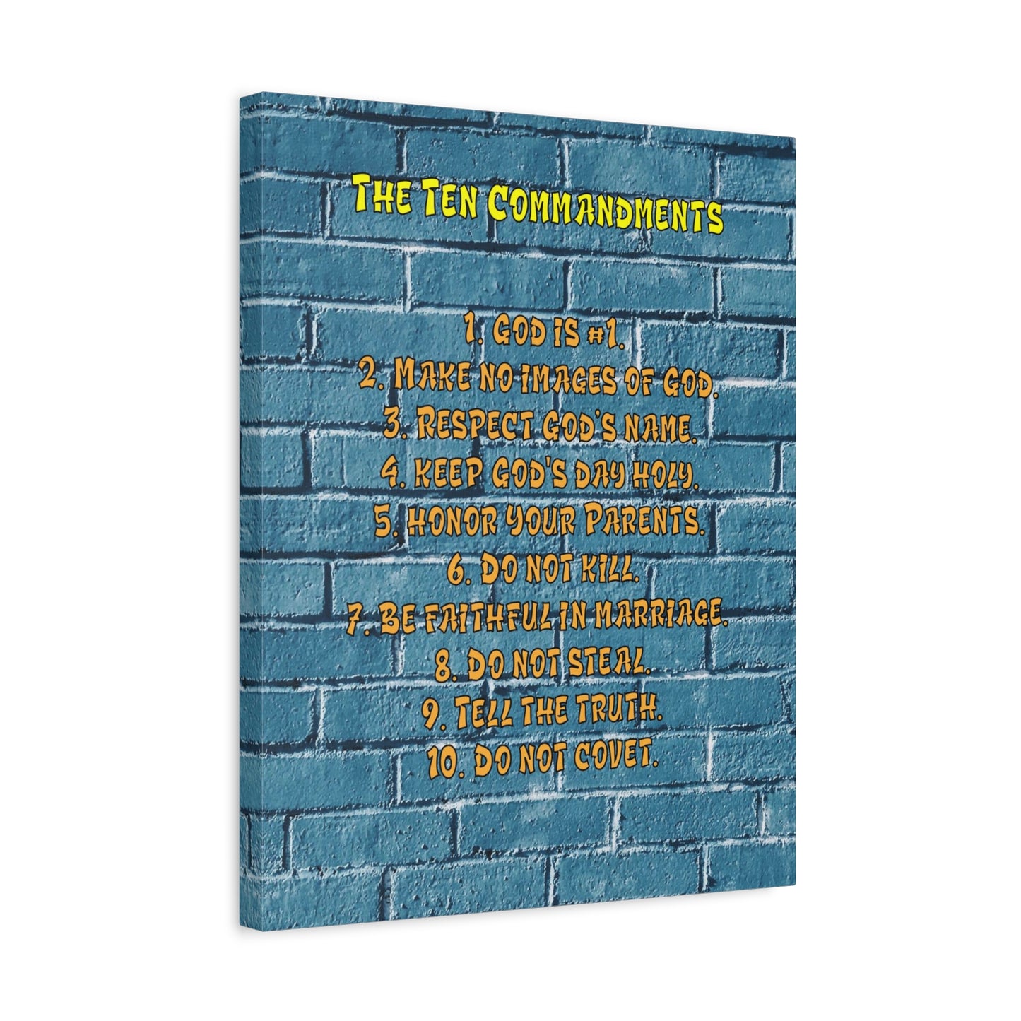 Scripture Canvas 10 Commandments For Kids Brick Wall Christian Wall Art Print Ready to Hang