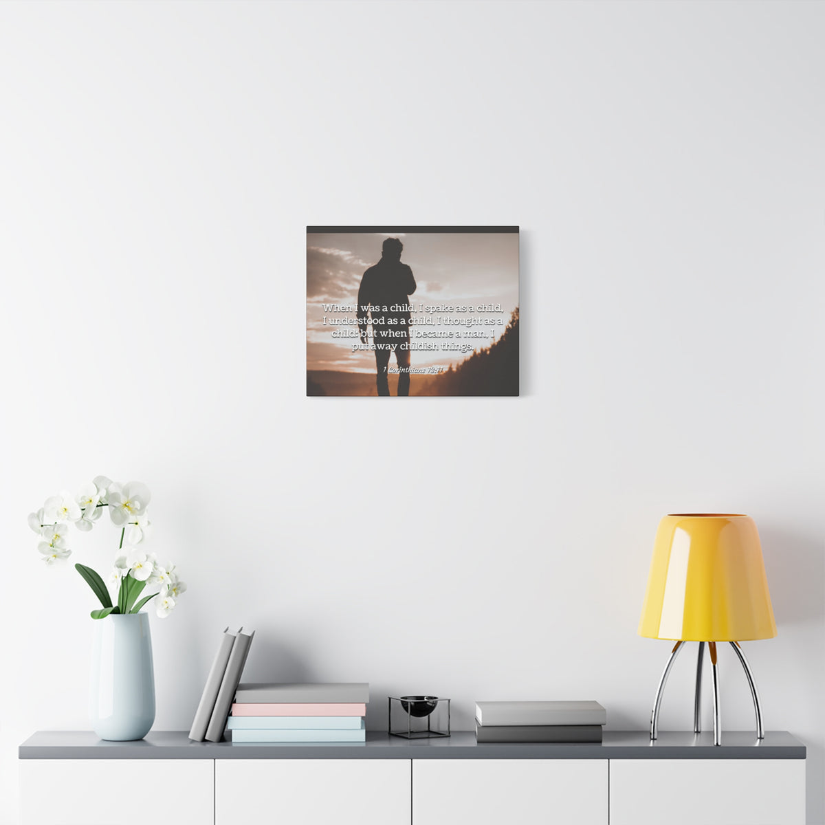 Scripture Canvas Childish Things 1 Corinthians 13:11 Christian Wall Art Bible Verse Print Ready to Hang