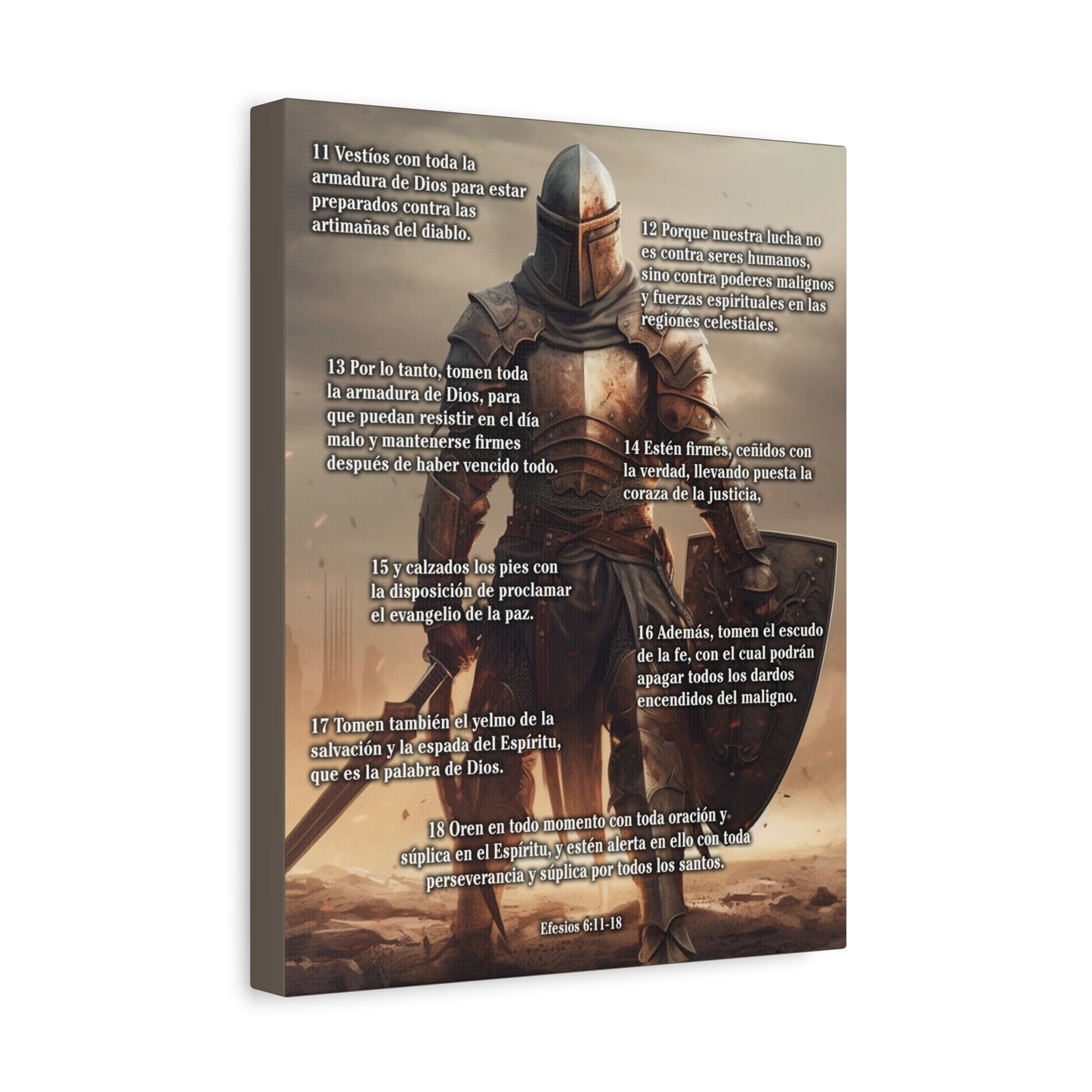 Scripture Walls Armour Of God Ephesians 6:11-18 Standing Warrior Spanish Christian Wall Art Print Ready to Hang Unframed