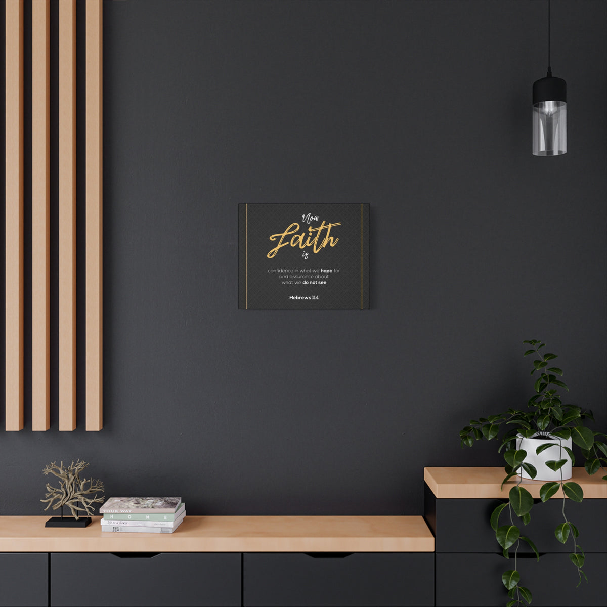 Scripture Canvas We Hope Black Hebrews 11:1 Christian Wall Art Bible Verse Print Ready to Hang