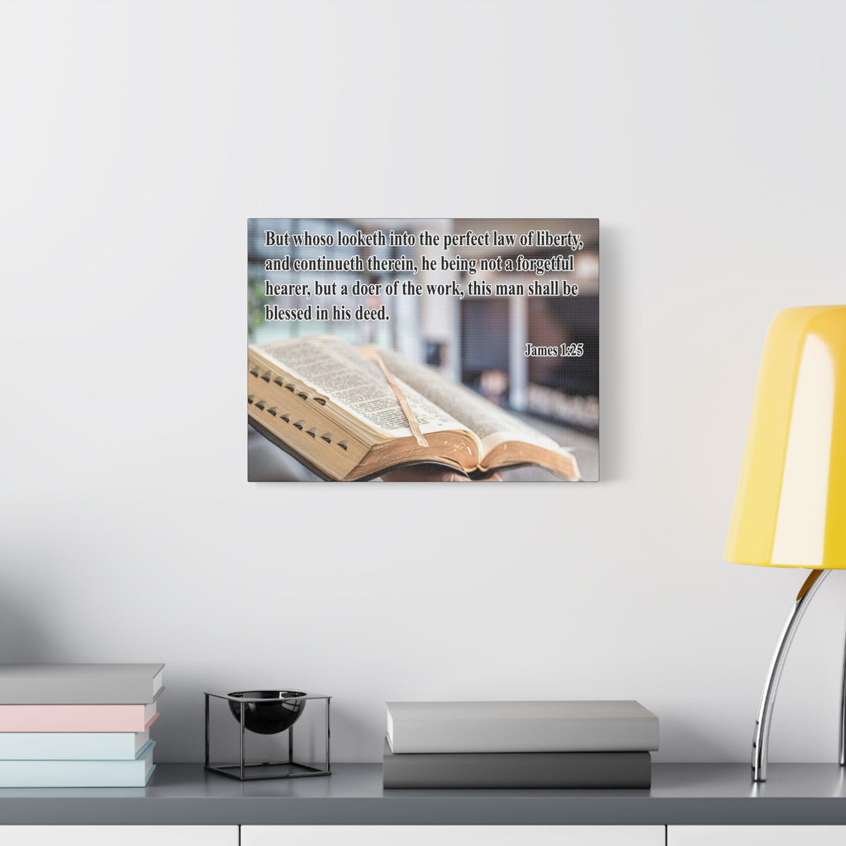 Scripture Canvas Perfect Law of Liberty James 1:25 Christian Wall Art Bible Verse Print Ready to Hang