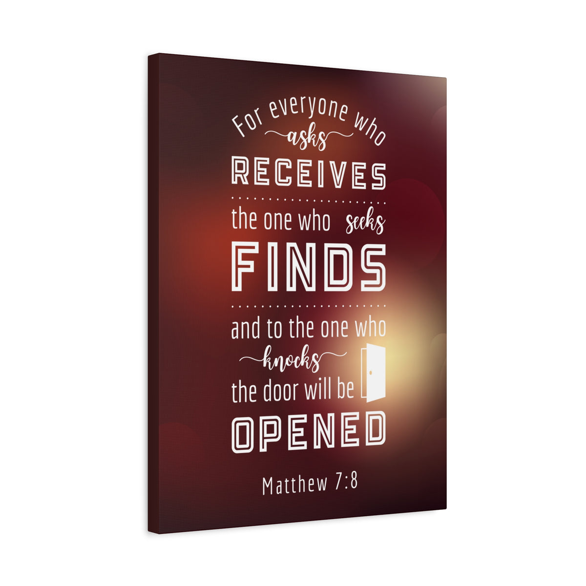 Scripture Canvas The One Who Seeks Matthew 7:8 Christian Wall Art Bible Verse Print Ready to Hang