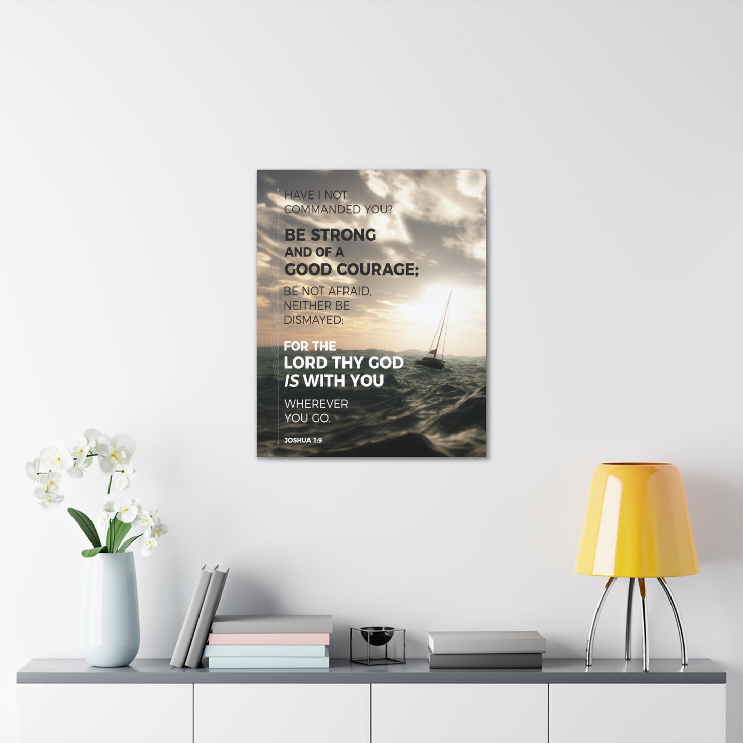 Good Courage Joshua 1:9 Sea Christian Wall Art Bible Verse Print Ready to Hang
