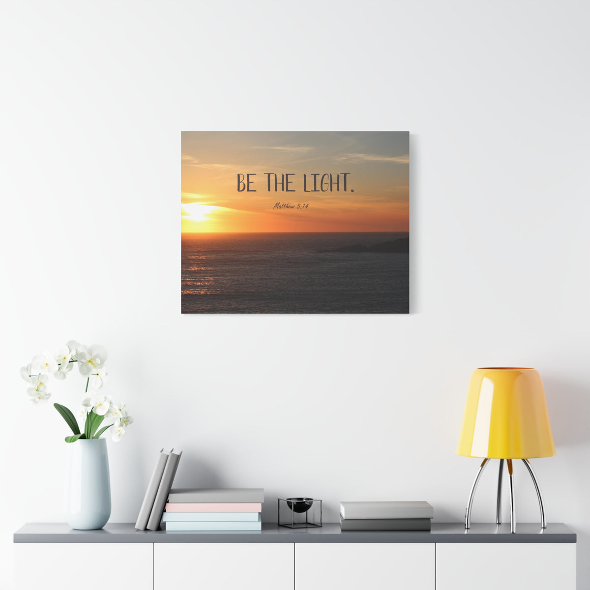 Scripture Canvas The Light Matthew 5:14 Christian Wall Art Bible Verse Print Ready to Hang