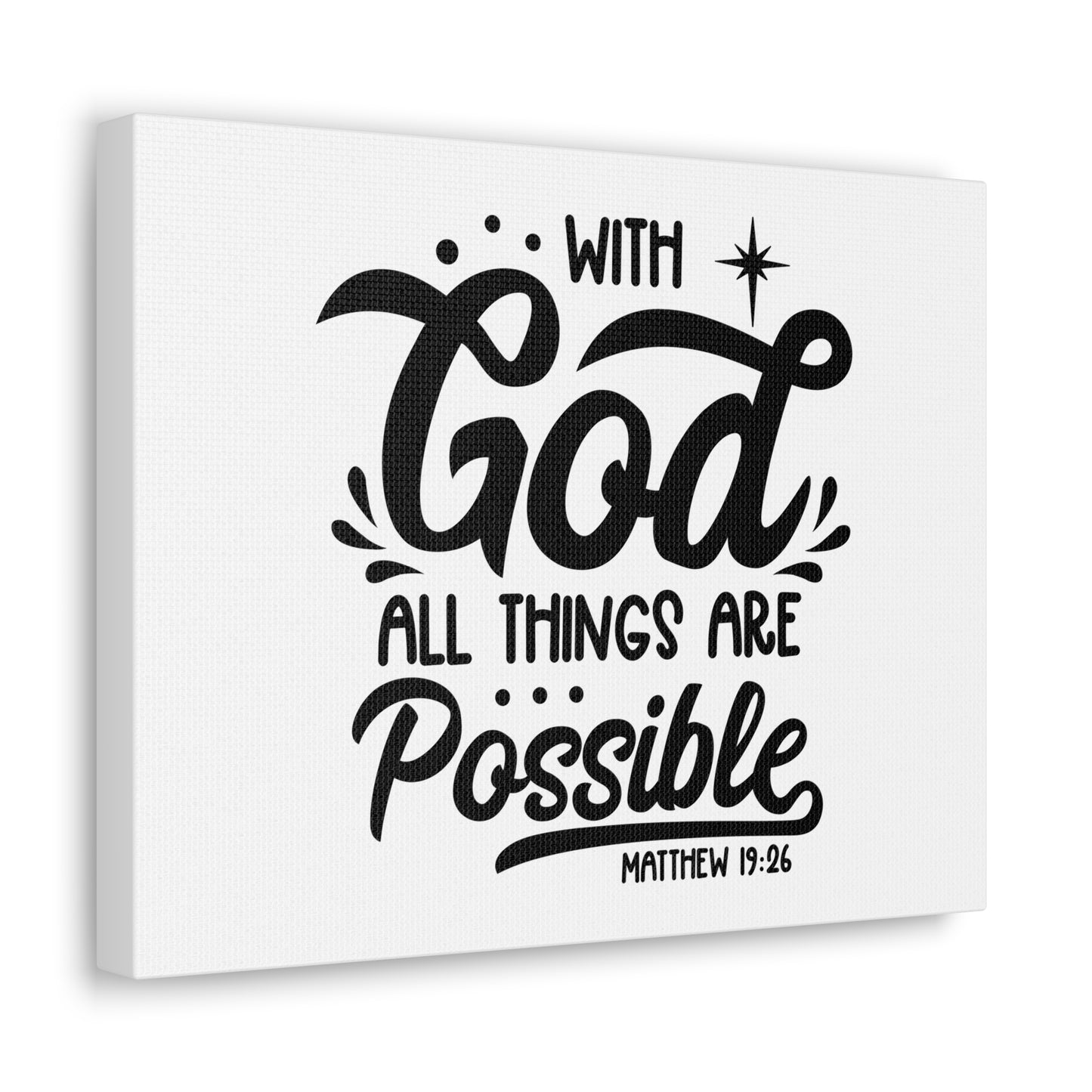 With God Matthew 19:26 Bible Verse Canvas Christian Wall Art Ready to Hang