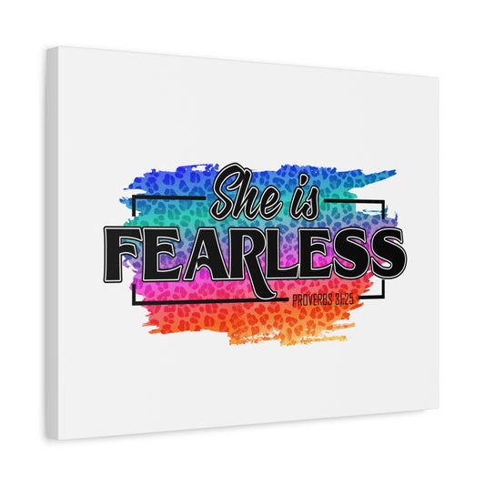 Scripture Canvas She Is Fearless Proverbs 31:25 Christian Wall Art Bible Verse Print Ready to Hang